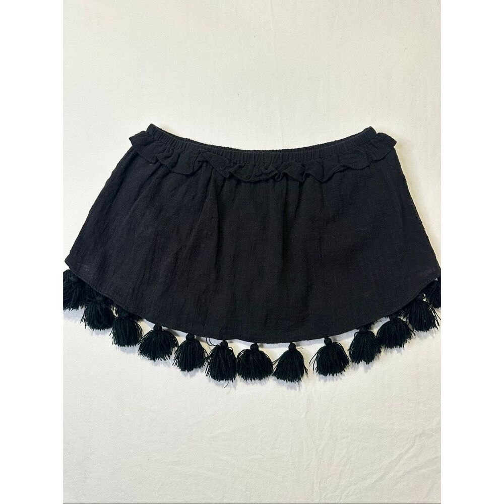 MISA Los Angeles Black Tassel Tube Top, size S